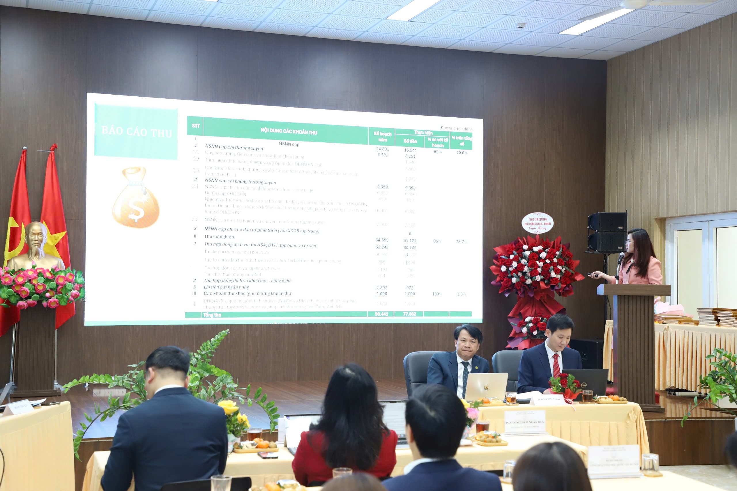 Ths. Nguyễn Thi Hoa - Kế toán trưởng, trình bày báo cáo tại Hội nghị